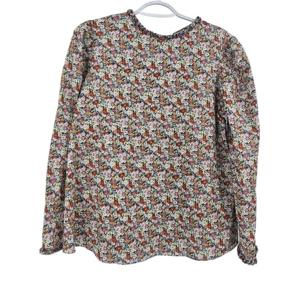 Horror Vacui Blouse Peasant Floral Daisy Ruffle Mock Neck Avant Garde XS